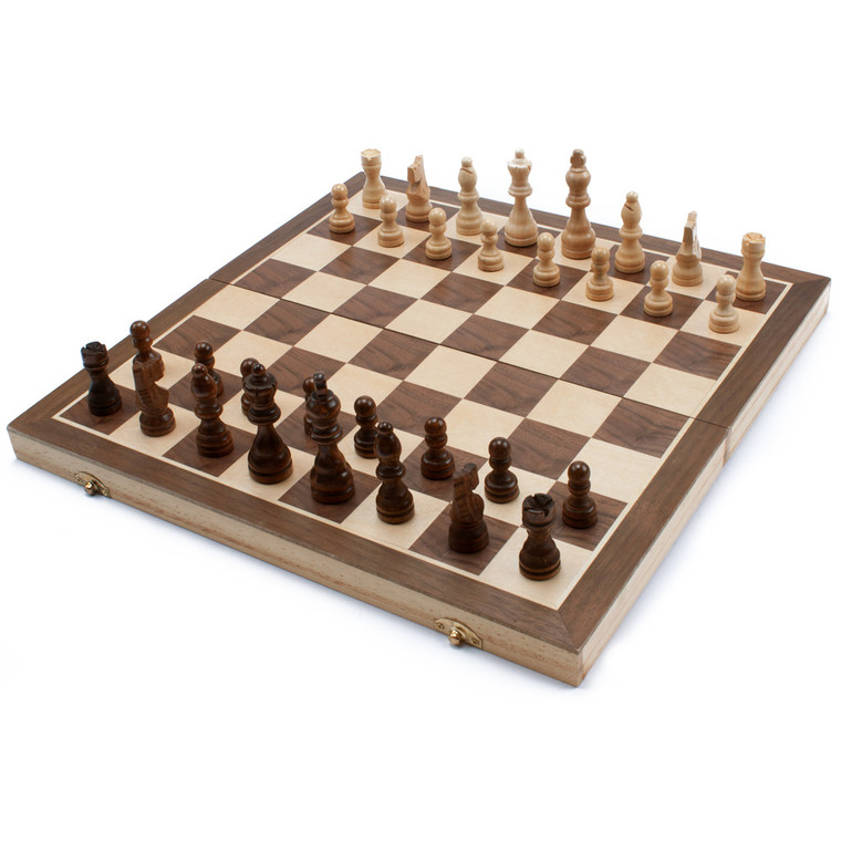 15-Inch Magnetic Wooden Folding Chess Game Set