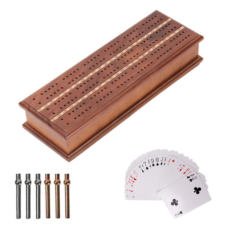 2-Track Cribbage Board with Deck Cards