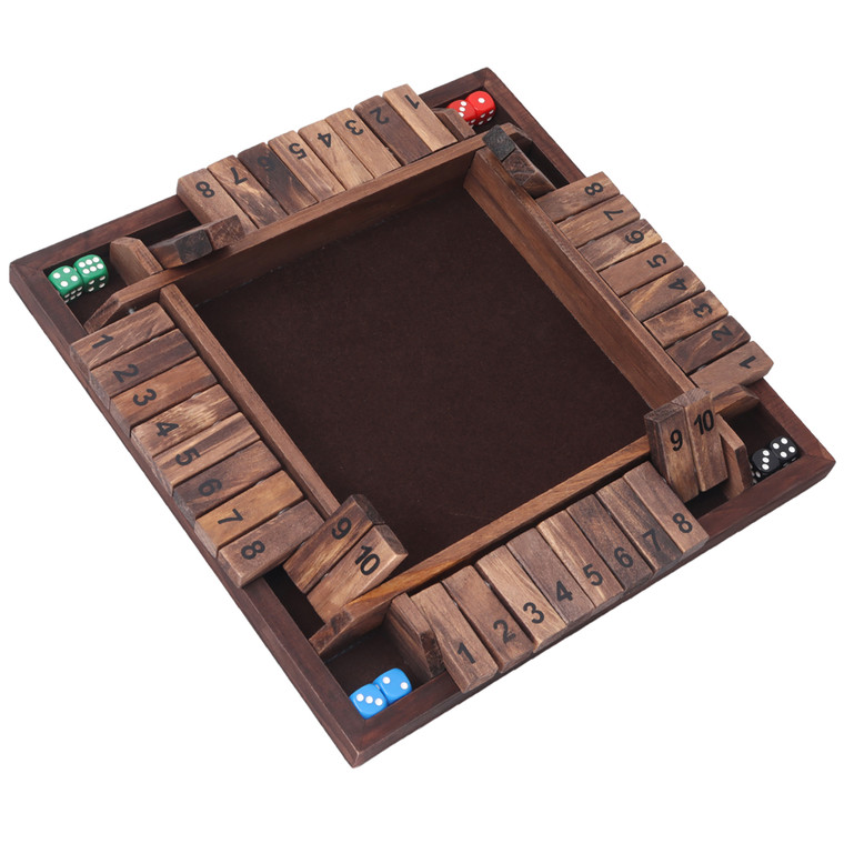 4-Player 10 Number Shut The Box Game Set - Walnut