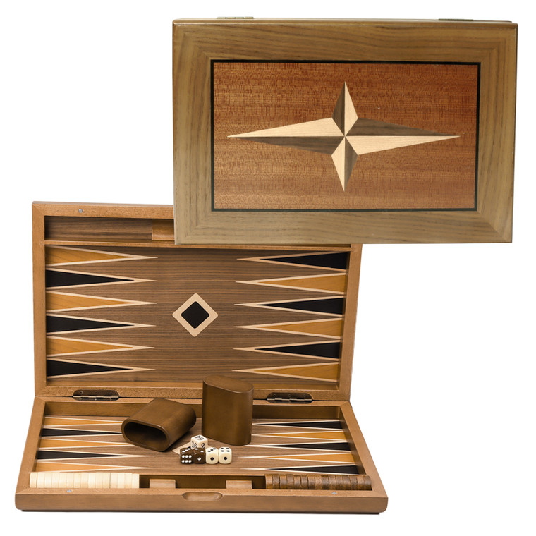 17-Inch Premium Star Inlay Backgammon Game Set