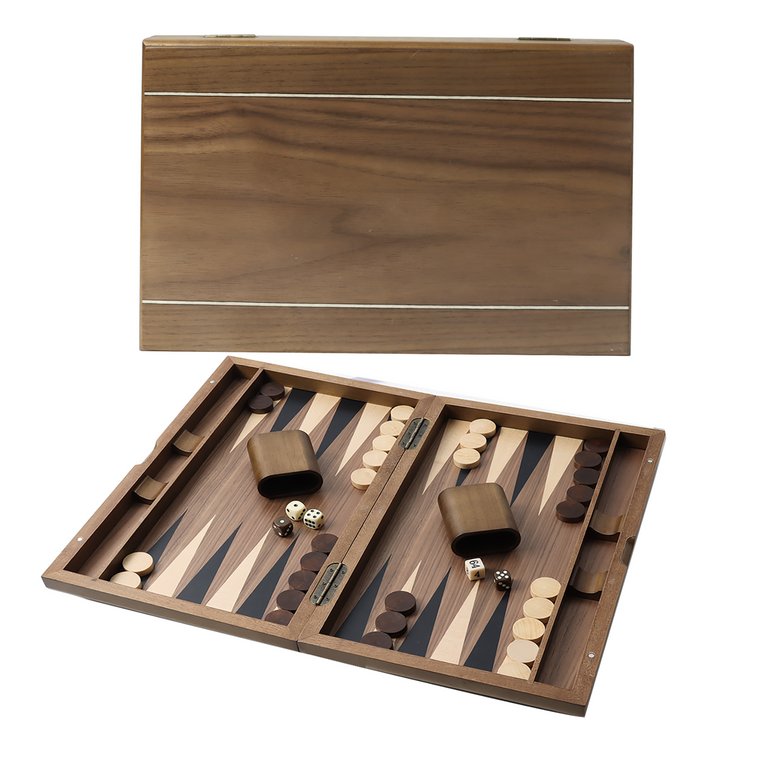 17-Inch Premium Double Stripe Inlay Backgammon Game Set