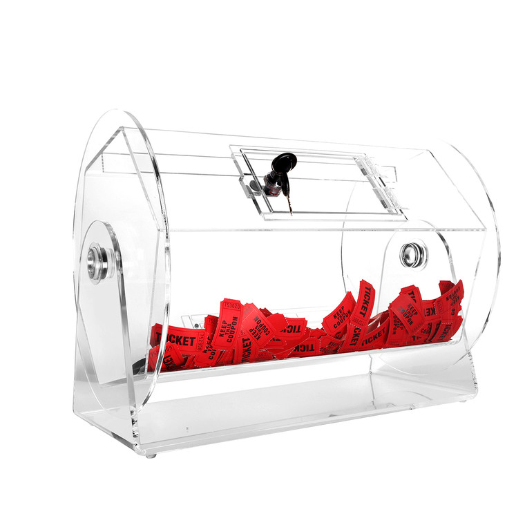 Acrylic Raffle Drum, Raffle Ticket Spinning Cage for Tickets, Raffle Balls, Holds 10,000 Tickets