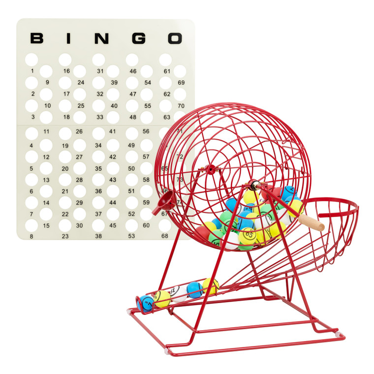 Red Jumbo Bingo Game Set with 1.5" Ping Pong Size Bingo Balls