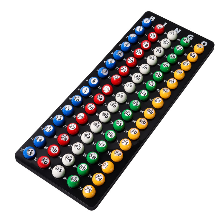 Bingo Game Master Board and 7/8" Multi-Color Plastic Bingo Balls with Easy Read Window (Black)