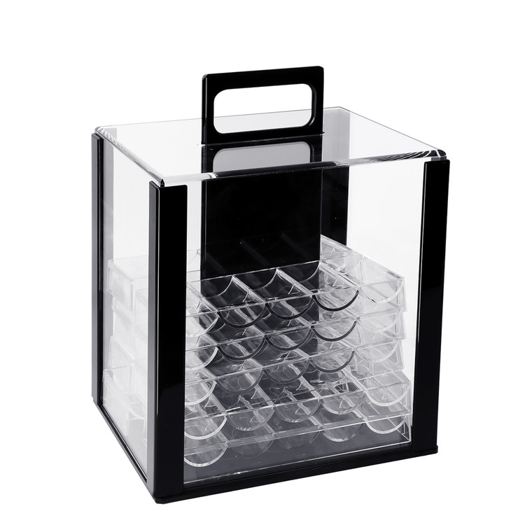 1,000pcs Poker Chip Cases, Casino Grade Acrylic Poker Chips Carrier with 10 Poker Chip Trays