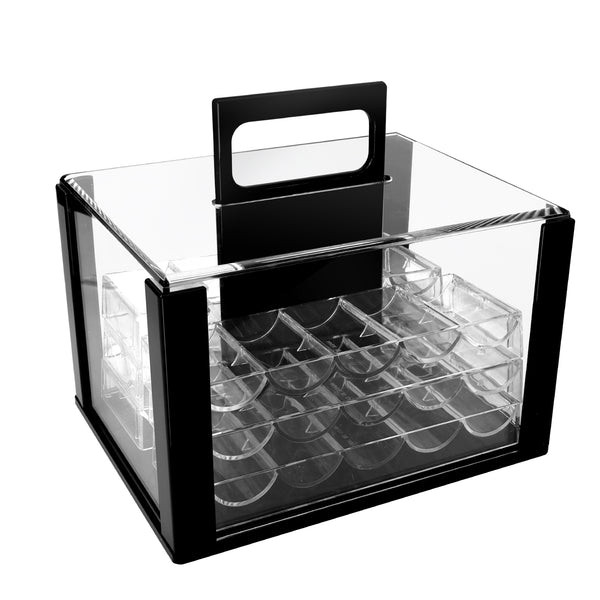 600pcs Casino Grade Acrylic Poker Chips Carrier with 6 Poker Chip Trays