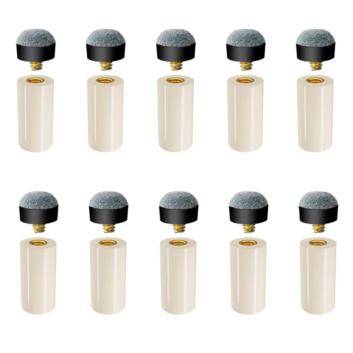 Screw-on Soft Pool Cue Tips & Nylon Ferrules Set