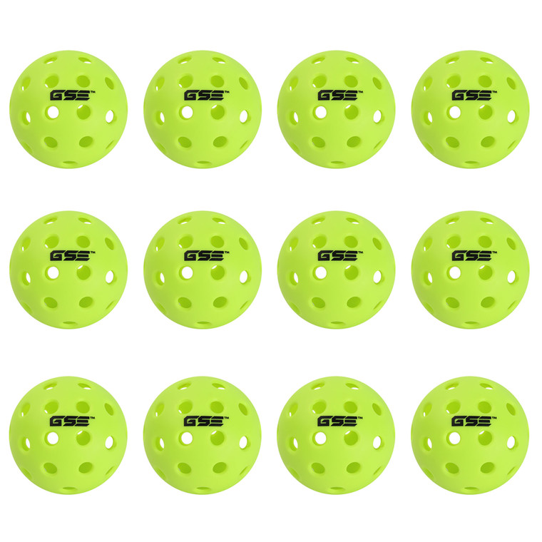 12-Pack of Outdoor Pickleball Balls Set, USAPA Standard 40 Holes Pickle Balls(Green)