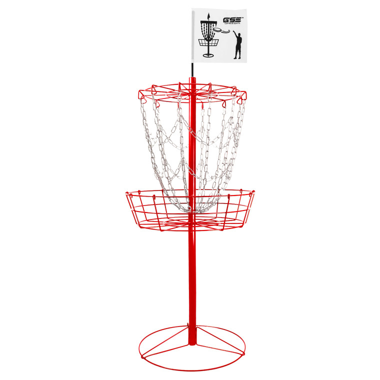 Portable 12-Chain Disc Golf Targets Basket, Metal Flying Disc Golf Practice Basket(Portable-Red)