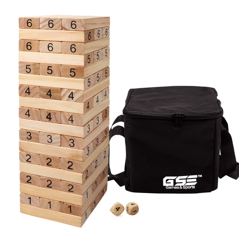 54-Piece Medium Tumbling Timbers,Wooden Blocks Stacking Floor Game Set for Kids- Build to Over 3ft