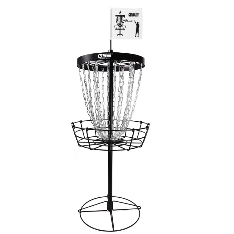 24-Chain Disc Golf Targets Basket, Metal Flying Disc Golf Practice Basket(Professional-Black)