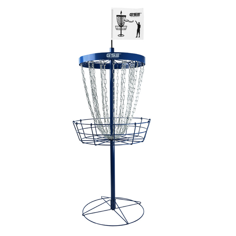 24-Chain Disc Golf Targets Basket, Metal Flying Disc Golf Practice Basket(Professional-Blue)