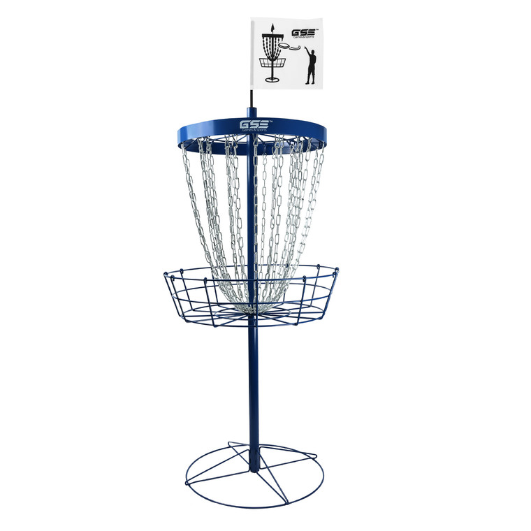 Portable 24-Chain Disc Golf Targets Basket, Metal Flying Disc Golf Practice Basket(Deluxe-Blue)