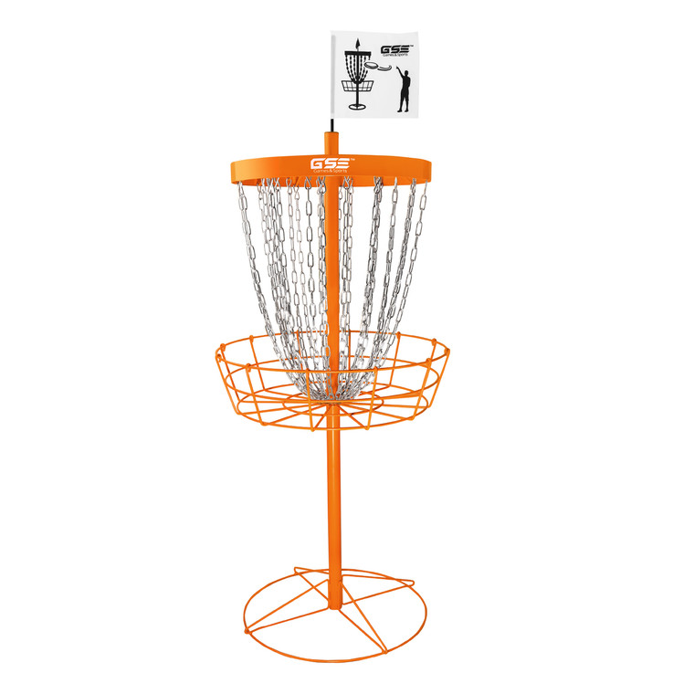 Portable 24-Chain Disc Golf Targets Basket, Metal Flying Disc Golf Practice Basket(Deluxe-Orange)