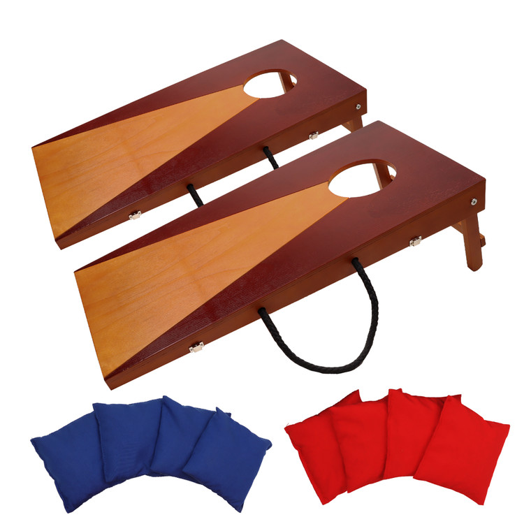2'x1' Wooden Portable Cornhole Set, Corn Hole Toss Games Set with 2 Wooden Cornhole Boards and 8 Bean Bags