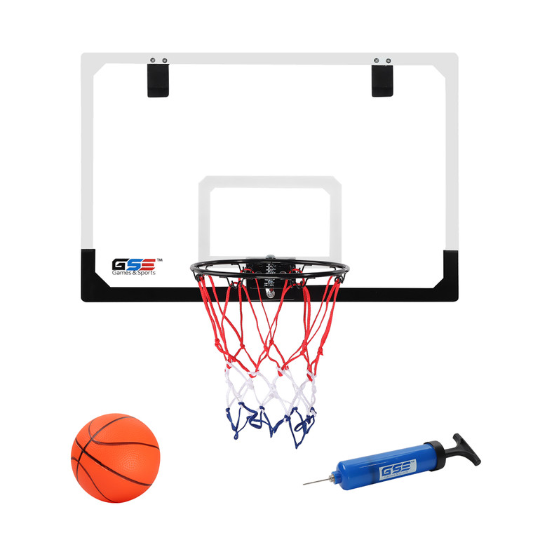 24" x 16" Over-The-Door Pro Basketball Hoop with Basketball & Pump, Basketball Hoop Set