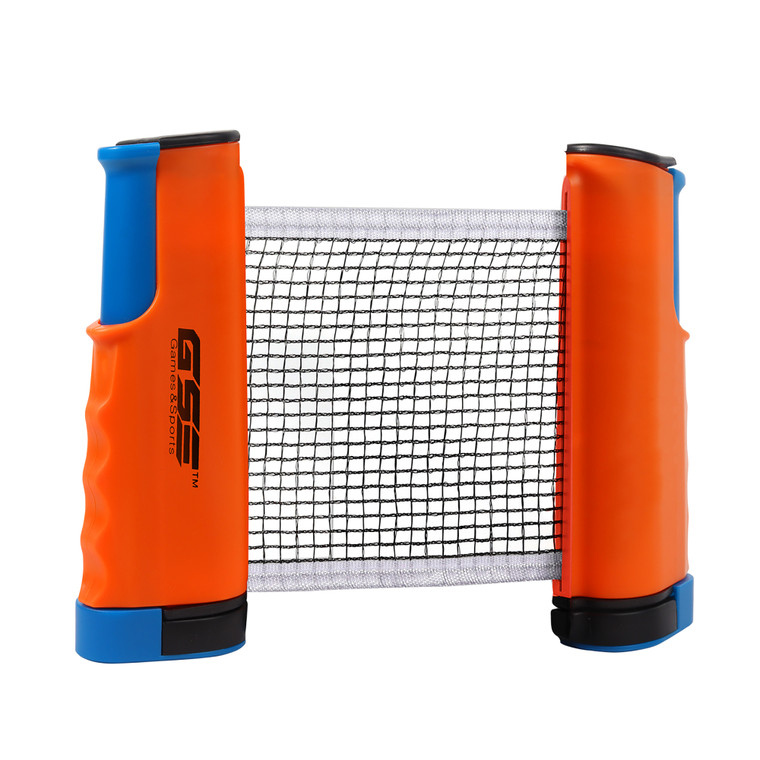 Adjustable Retractable Ping Pong Net & Post. Portable Table Tennis Net & Clamps.(Orange)