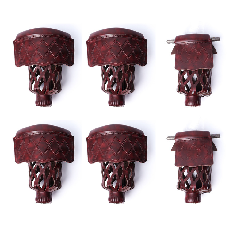 Set of 6 Leatherette Pool Table Replacement Pockets (Dark Cherry - Diamond)