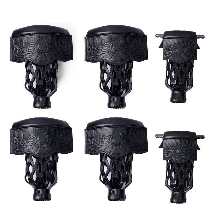 Set of 6 Leatherette Pool Table Replacement Pockets (Black - Shield)