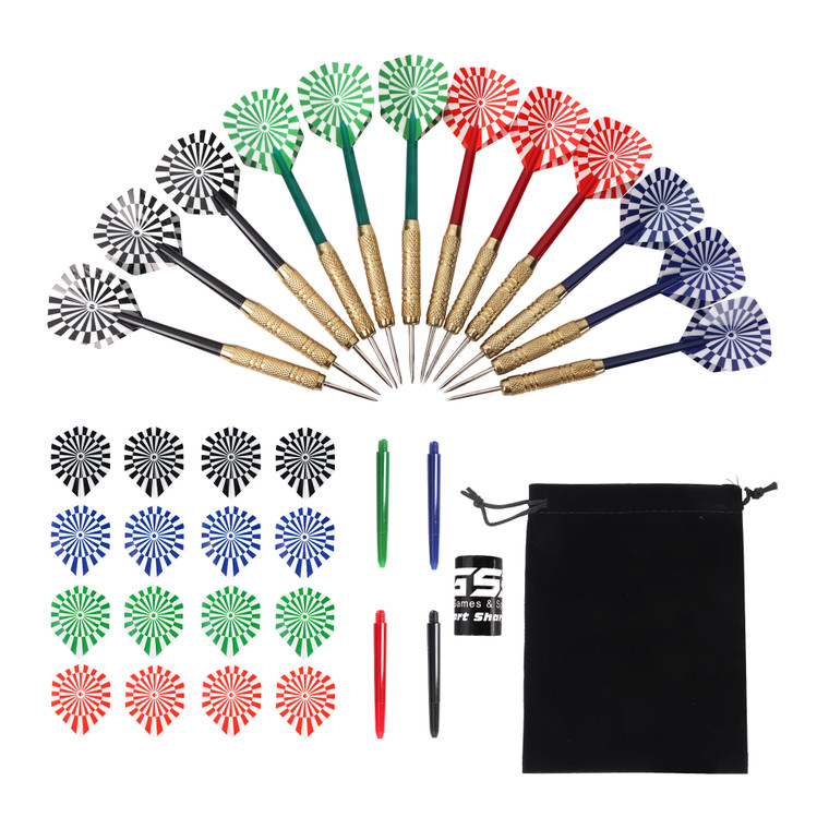 12 Pcs of 18 Grams Professional Metal Darts for Dartboard with Extra Flights, Dart Sharpener & Storage Bag