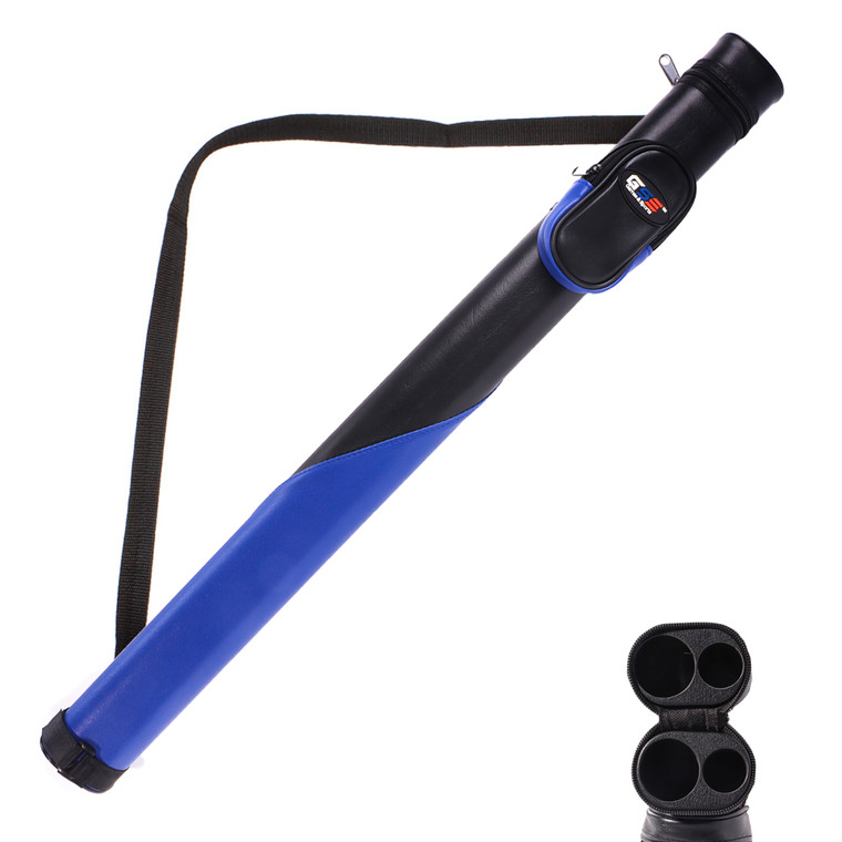 Deluxe Pool Cue Stick Carrying Case-Black/Blue