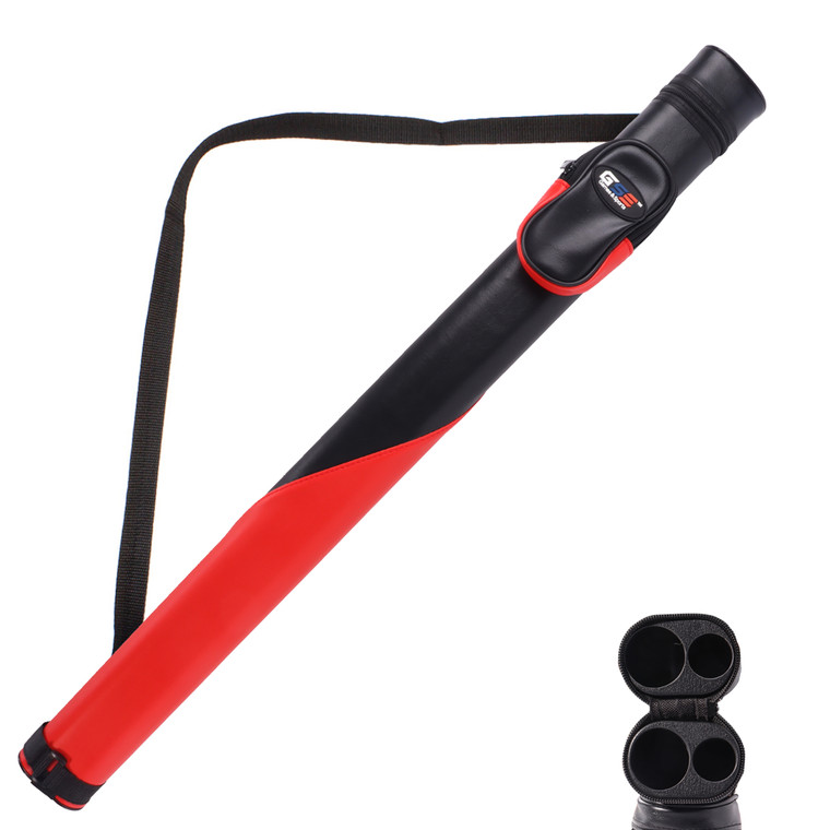 Deluxe Pool Cue Stick Carrying Case-Black/Red