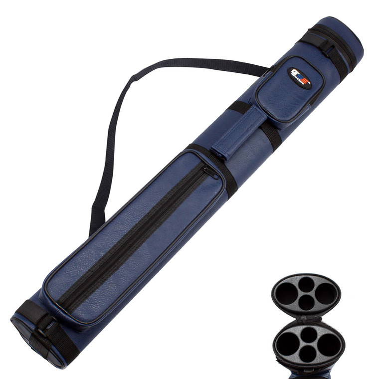 2x2 Deluxe Oval Pool Cue Stick Carrying Case-Blue