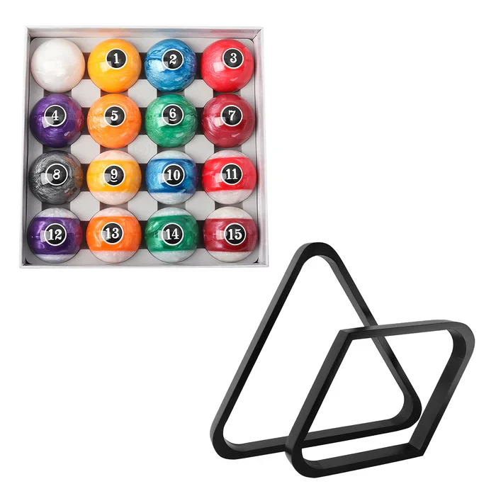 2-1/4" Pearl Style Pool Balls Set with Pool Ball Racks Set-Black