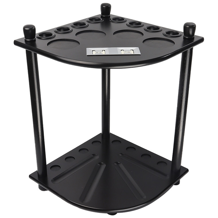 Wooden 8 Pool Cue Corner Style Rack-Black