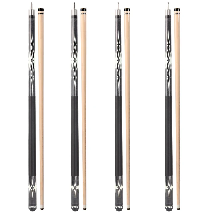 Set of 4 58" Canadian Maple Hardwood Billiard Pool Cue Sticks-Grey