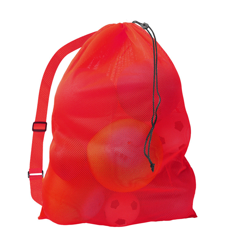 30" x 40" Extra-Large Mesh Sports Ball Drawstring Bag with Adjustable Shoulder Strap(Red)