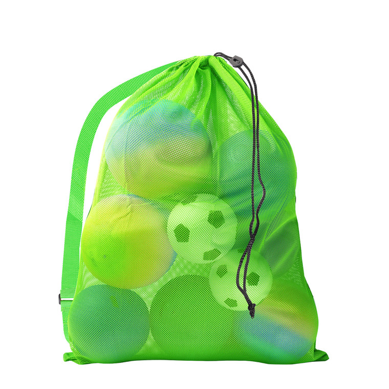30" x 40" Extra-Large Mesh Sports Ball Drawstring Bag with Adjustable Shoulder Strap(Green)