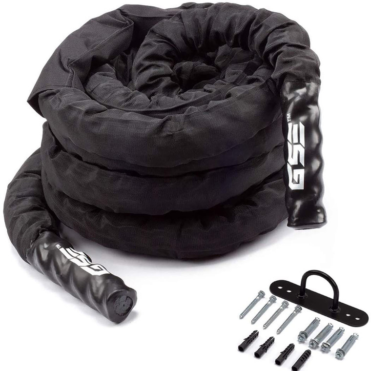 2" Diameter Battle Rope, Workout Battle Ropes with Sleeve Cover for Home Gym & Outdoor