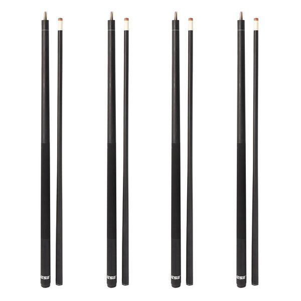 Set of 4 Matte Black Fiberglass Graphite Composite Billiard Pool Cue Sticks