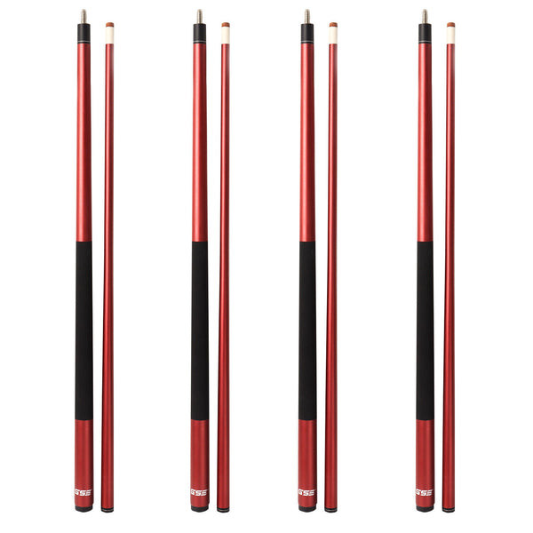 Set of 4 Matte Red Fiberglass Graphite Composite Billiard Pool Cue Sticks