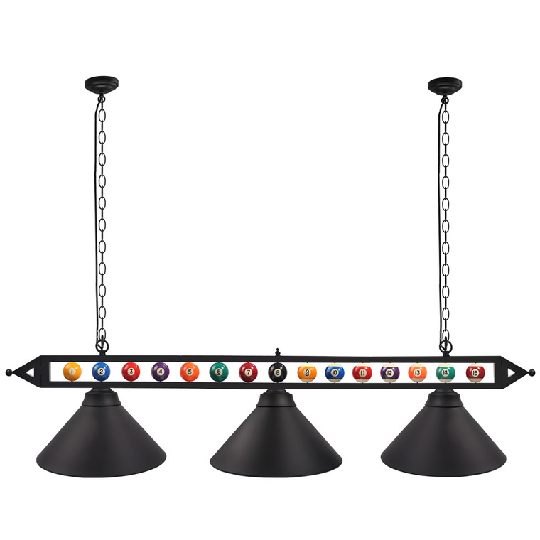 59" Pool Billiard Table Light with Billiard Balls Decoration, Pool Table Accessories - Black