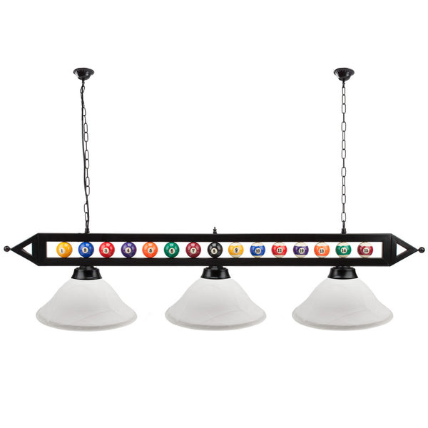 59" Pool Billiard Table Light with Billiard Balls Decoration, Pool Table Accessories - White Glass