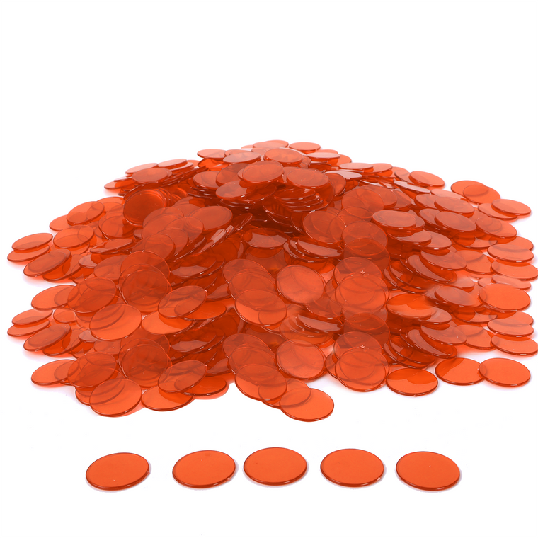 3/4-inch Plastic Transparent Bingo Chips for Bingo Game Party (Orange)