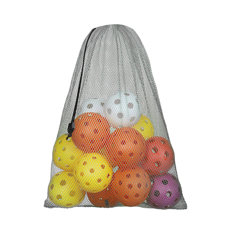 18"x12" Mesh Drawstring Net Bag, Sports Equipment Storage Bag for Gym Gear, Clothes...(Grey)