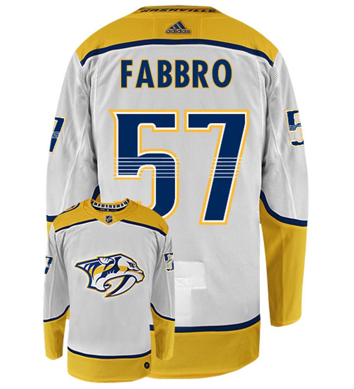 Men's Adidas White Nashville Predators Away Authentic Custom Jersey