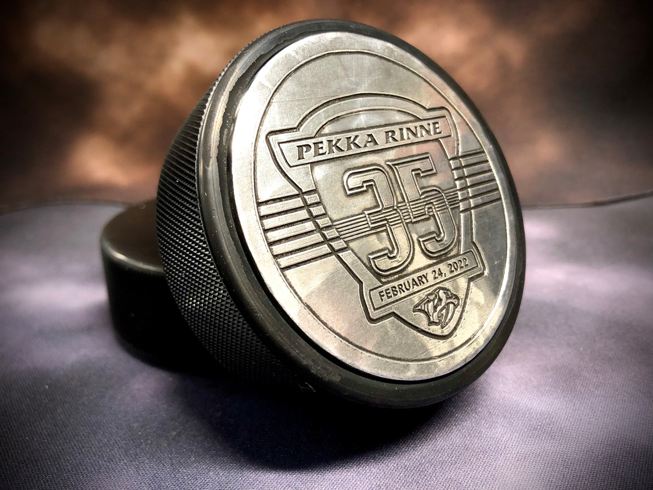 Nashville Predators Mustang Rinne Retirement Set Puck - Nashville