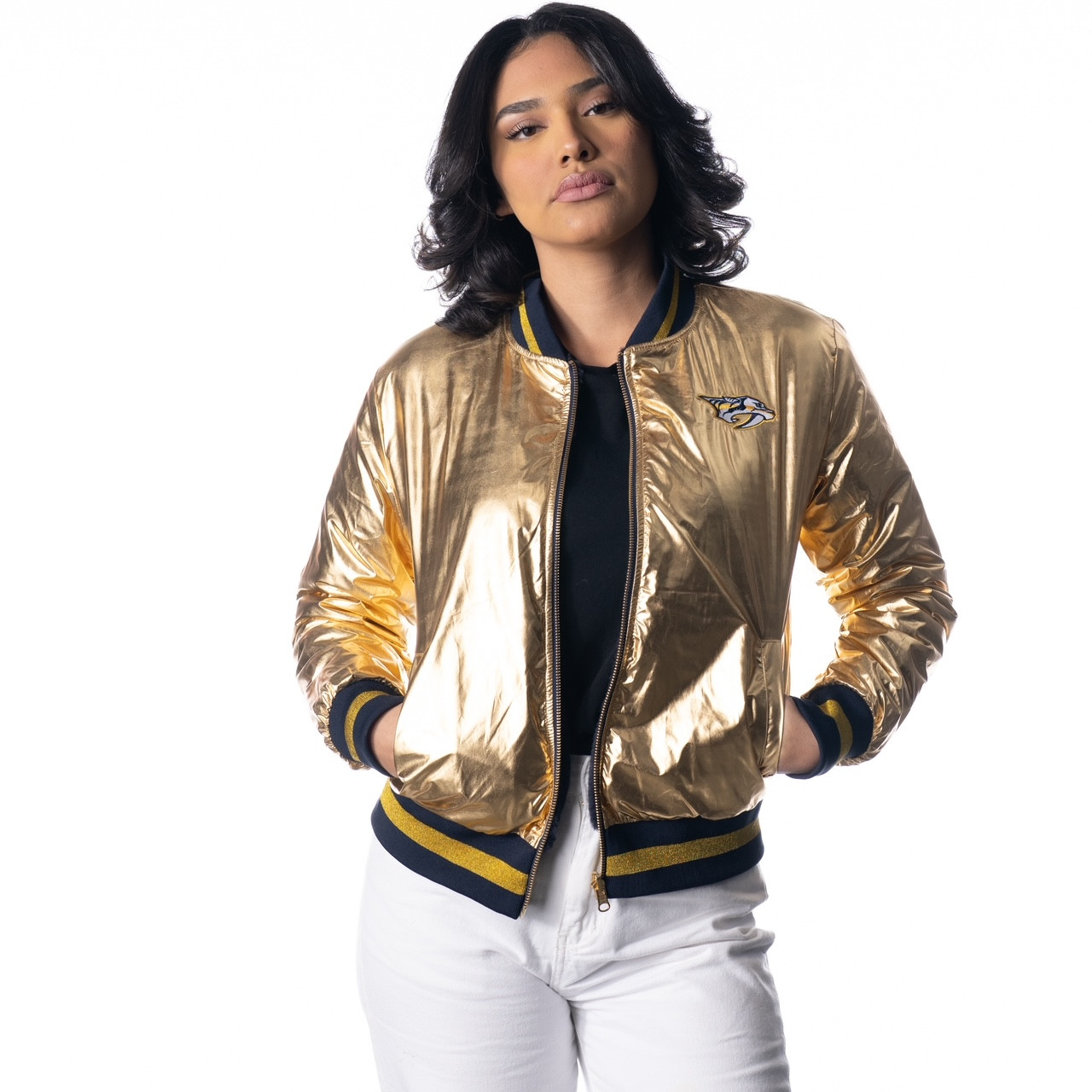 Wild Collective Nashville Predators Ladies Reversible Bomber Jacket -  Nashville Predators Locker Room