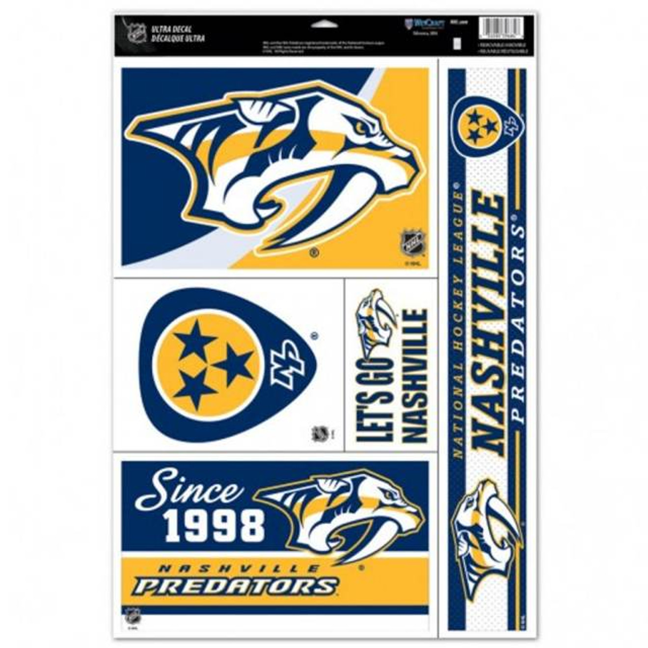 Nashville Predators Wincraft 11x17 Multi-Use 5 Decal Pack