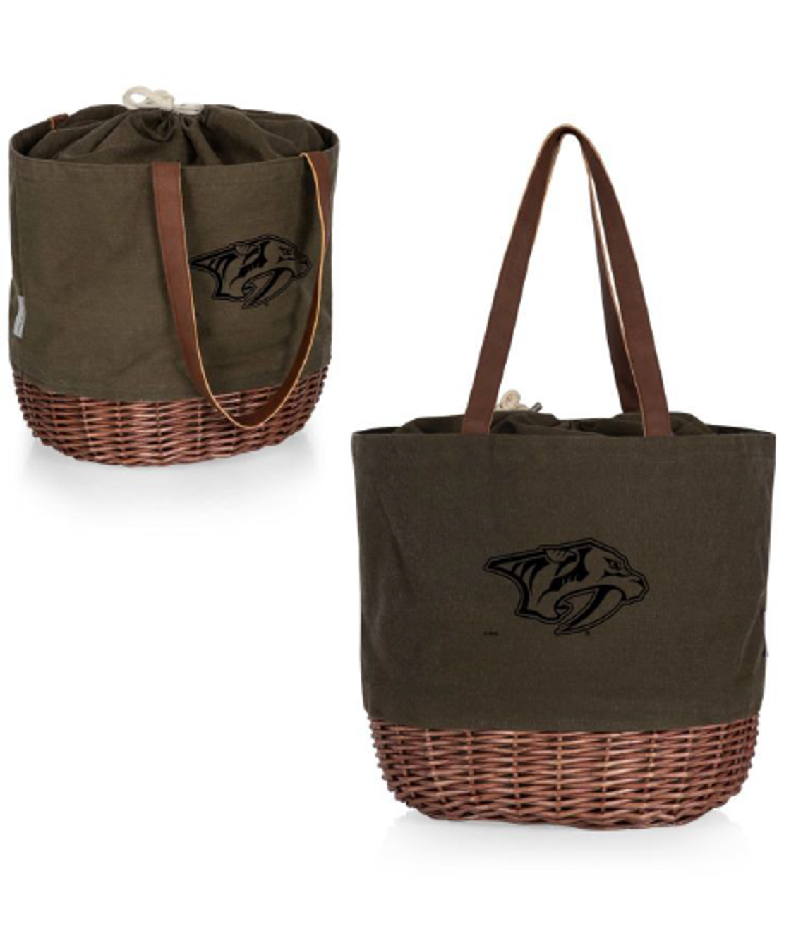 Nashville Predators Coronado Canvas and Willow Basket Khaki Tote