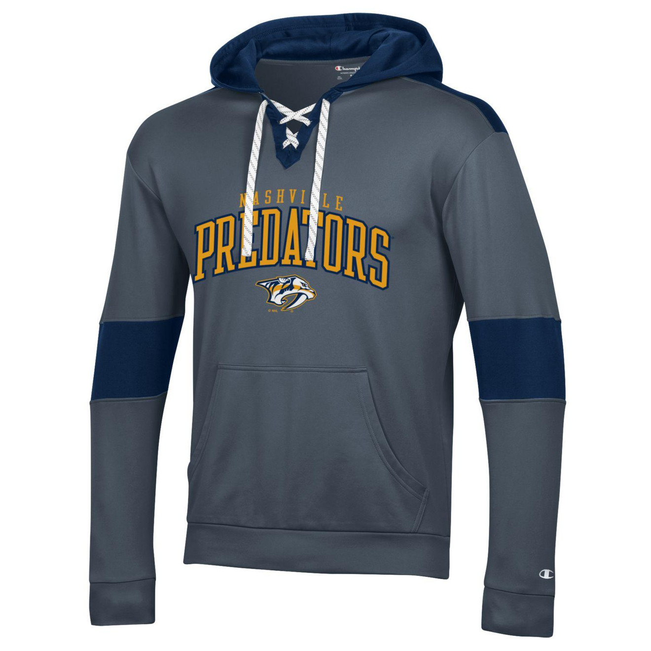 Nashville Predators Sweatshirt-Grey Laceup Hood