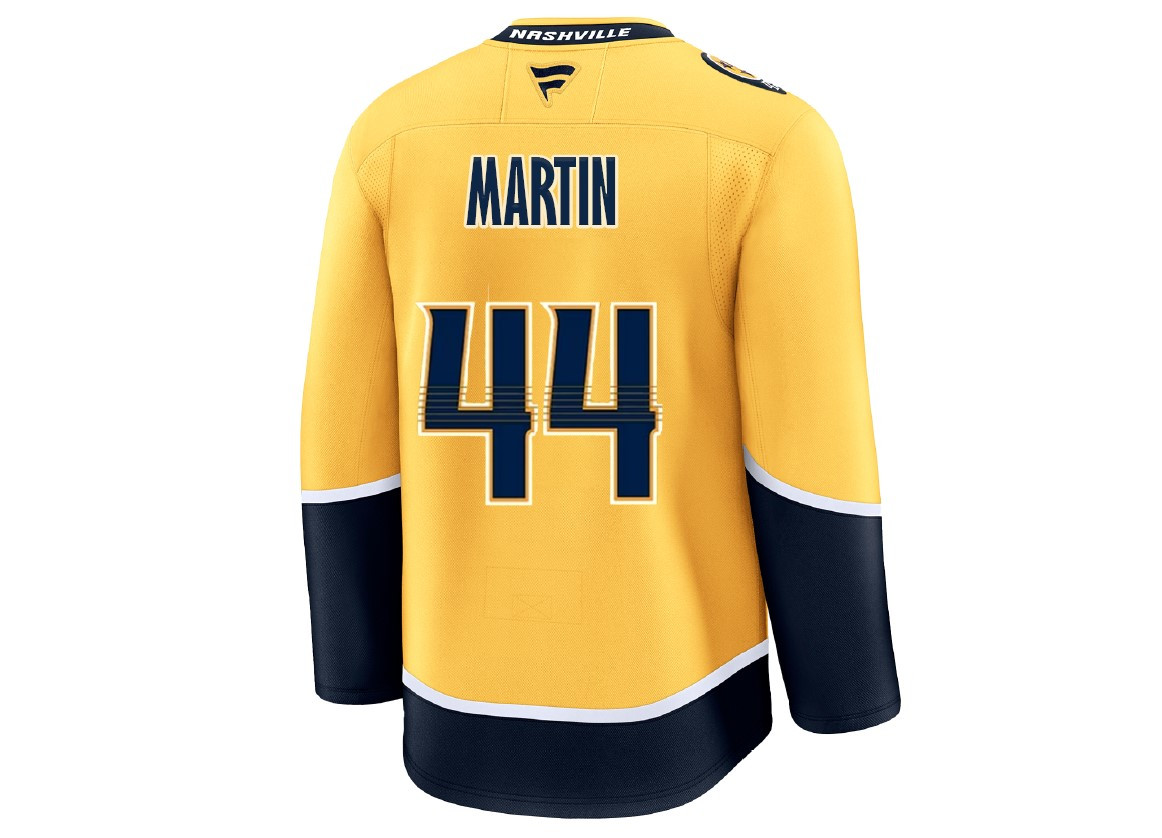 Nashville Predators Fanatics Brady Martin Home Gold Premium Jersey