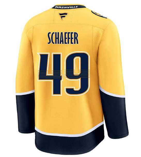 NASHVILLE PREDATORS FANATICS PREMIUM REID SCHAEFER JERSEY HOME/GOLD