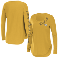 Nashville Predators Tee-Wmn Script Gold LS