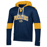 Nashville Predators Sweatshirt-Navy Laceup Hood