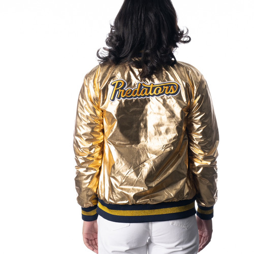 The Wild Collective Packers Womens Metallic Bomber Jacket